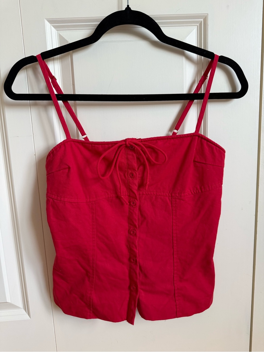 Missguided Red Spaghetti Strap Button-Front Tank Top